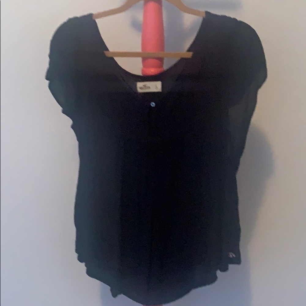 Navy Hollister Keyhole Blouse